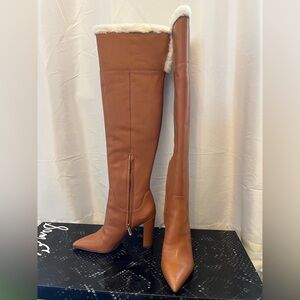 NWT Sam Edelman Over-the-Knee Robina Leather Knee-High and Faux Fur Boots